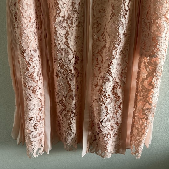 Sandro Pale Pink Pleated Detail Floral Lace Midi Skirt size 2 - Picture 8 of 14